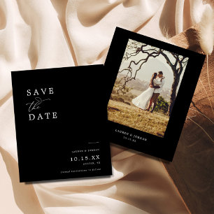 Bugdet Black & White Photo Wedding Save The Date