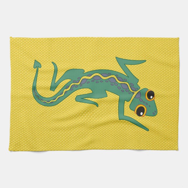 Buggi Green Lizard Artistic Clipart-27847 Kitchen Towel (Horizontal)