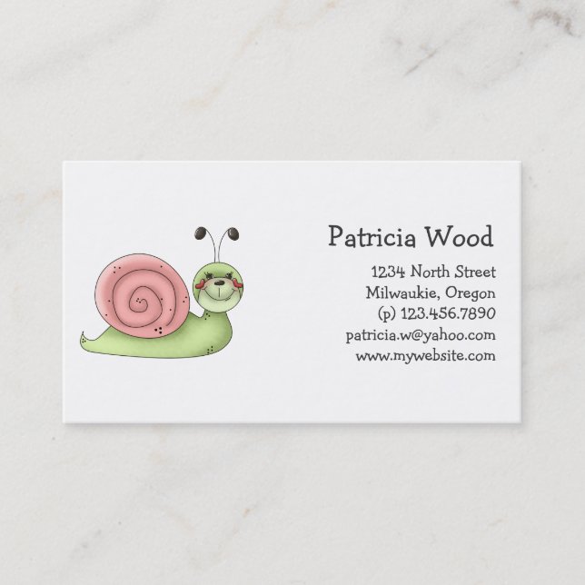 Buggin' You · Green & Pink Snail Business Card (Front)