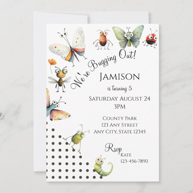 Bugging Out Invitation | Bug Birthday Invitation (Front)