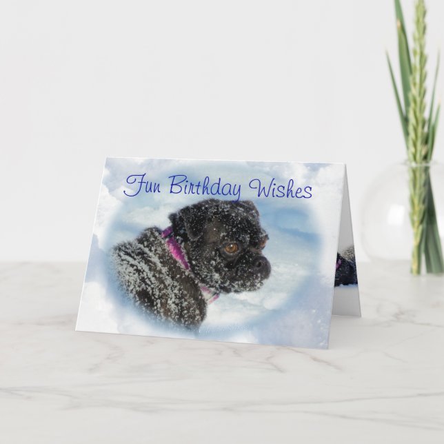 Buggs Dog in Snow card-customize any occasion Card (Front)