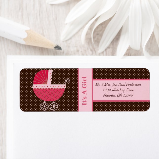 Buggy New Baby C'est une fille Brown & points rose (En situation)