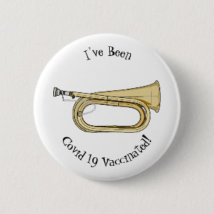 Bugle cartoon illustration 2 inch round button