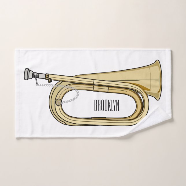 Bugle cartoon illustration  bath towel set (Hand Towel)
