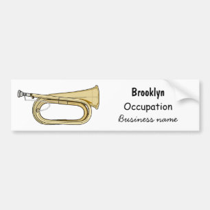 Bugle cartoon illustration bumper sticker