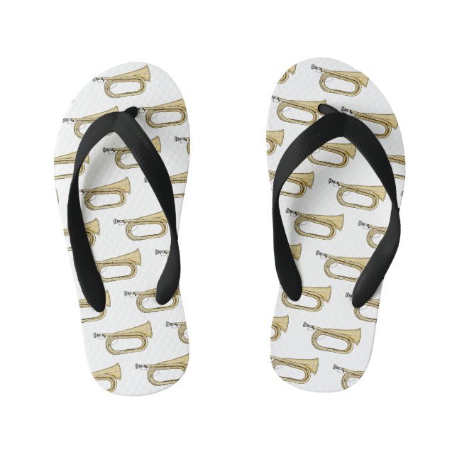 Bugle cartoon illustration  kid's flip flops (Footbed)