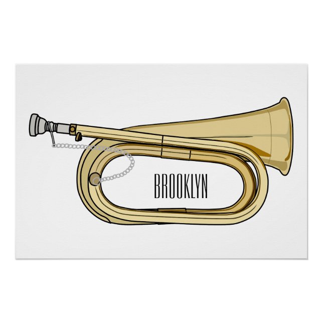 Bugle cartoon illustration  poster (Front)