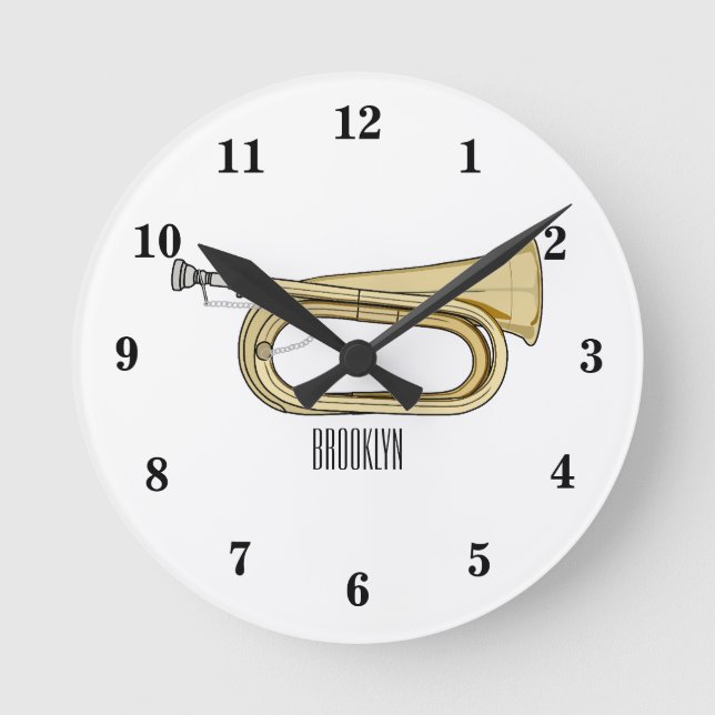 Bugle cartoon illustration round clock (Front)