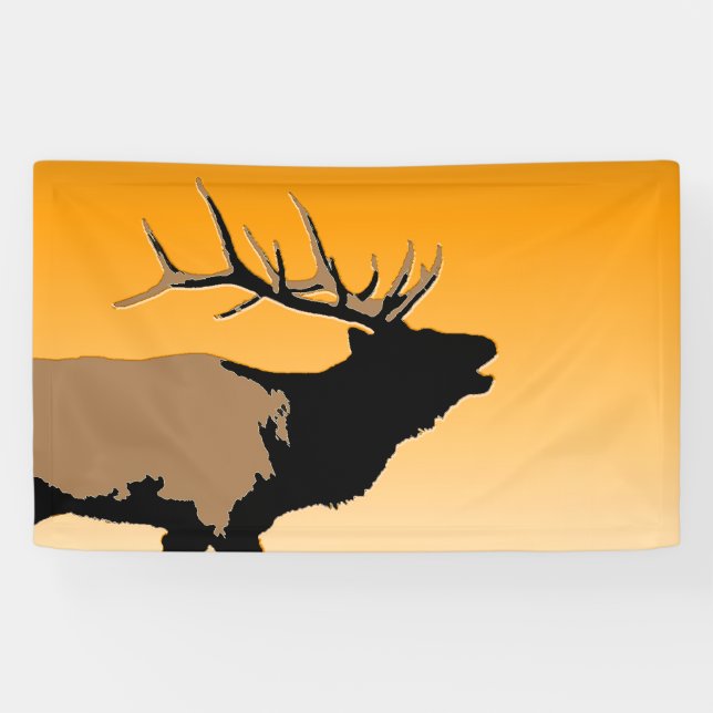 Bugling Bull Elk at Sunset Original Wildlife Art Banner (Horizontal)