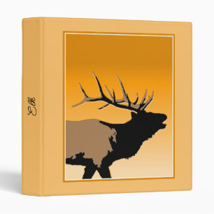 Bugling Bull Elk at Sunset Original Wildlife Art Binder