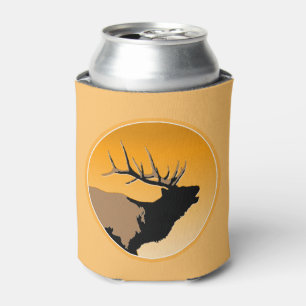 Bugling Bull Elk at Sunset Original Wildlife Art Can Cooler