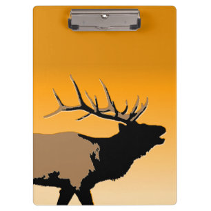 Bugling Bull Elk at Sunset Original Wildlife Art Clipboard