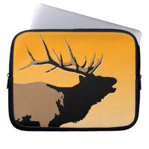 Bugling Bull Elk at Sunset Original Wildlife Art Laptop Sleeve