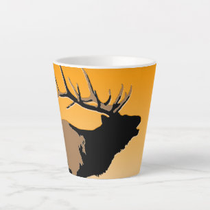Bugling Bull Elk at Sunset Original Wildlife Art Latte Mug