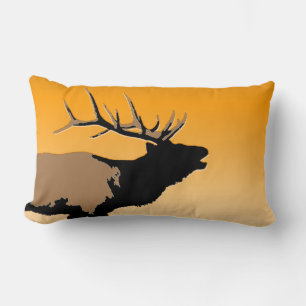 Bugling Bull Elk at Sunset Original Wildlife Art Lumbar Pillow