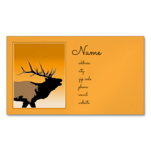 Bugling Bull Elk at Sunset Original Wildlife Art Magnetic Business Card