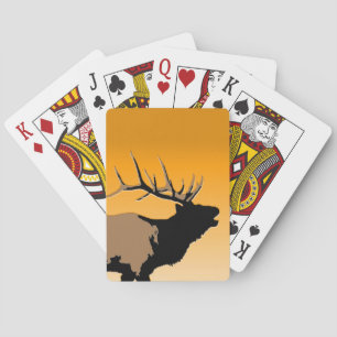 Bugling Bull Elk at Sunset Original Wildlife Art Playing Cards