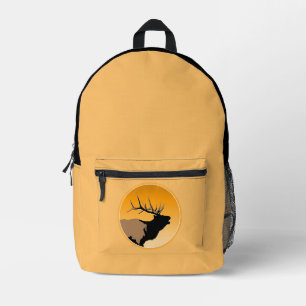 Bugling Bull Elk at Sunset Original Wildlife Art Printed Backpack