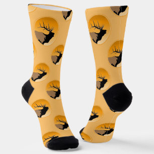 Bugling Bull Elk at Sunset Original Wildlife Art Socks