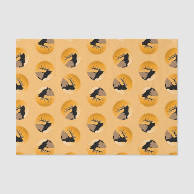 Bugling Bull Elk at Sunset Original Wildlife Art Tissue Paper (Front)