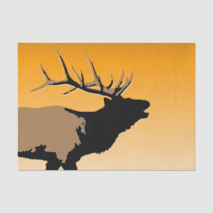 Bugling Bull Elk at Sunset Original Wildlife Art Tissue Paper