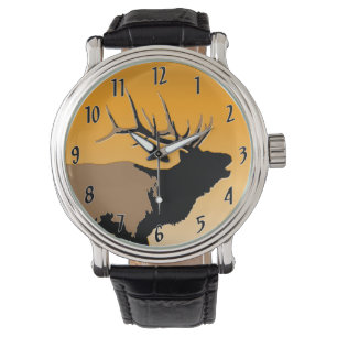 Bugling Bull Elk at Sunset Original Wildlife Art Watch
