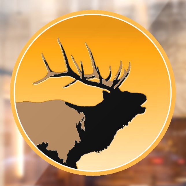 Bugling Bull Elk at Sunset Original Wildlife Art Window Cling (Sheet 2)