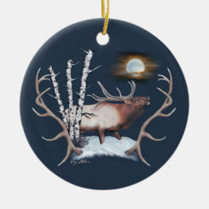 Bugling Bull Elk Ceramic Ornament