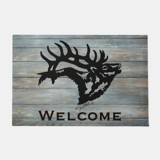 Bugling Bull Elk Doormat (Front)