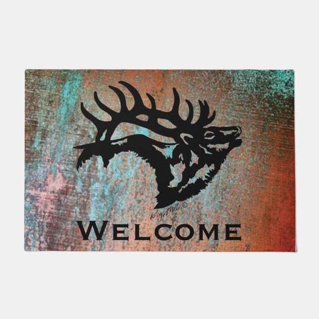 Bugling Bull Elk Doormat (Front)