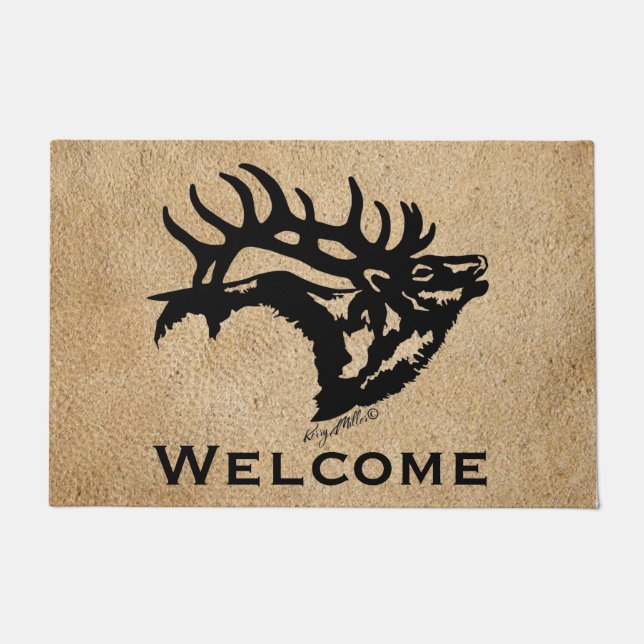 Bugling Bull Elk Doormat (Front)