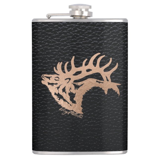 Bugling Bull Elk Hip Flask (Front)