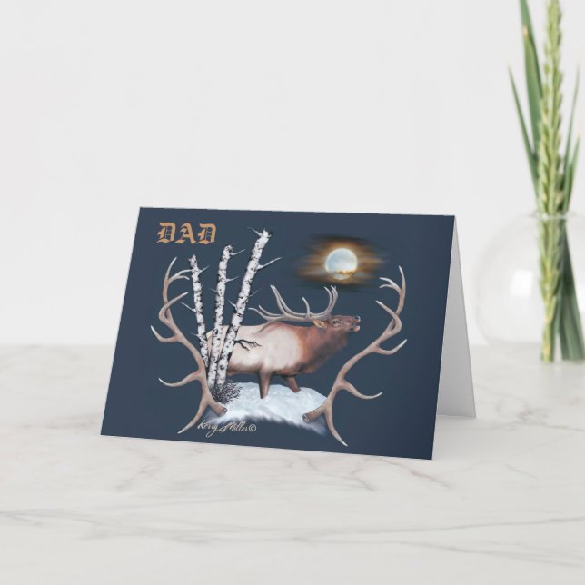Bugling Bull Elk Holiday Card (Front)
