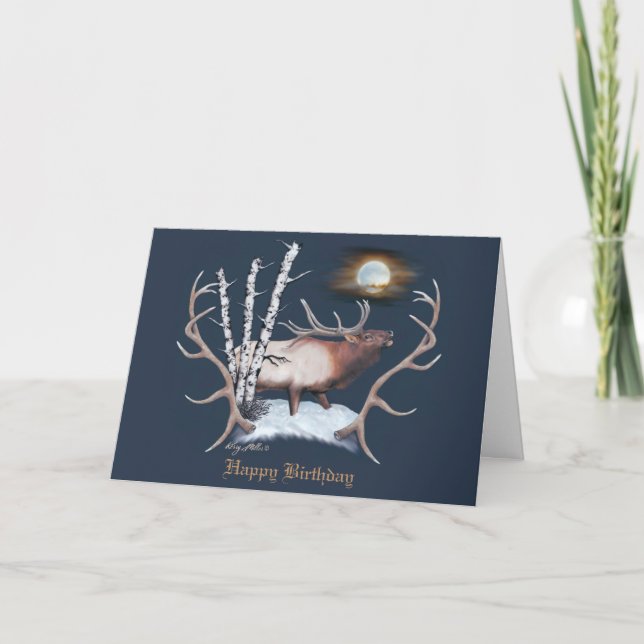Bugling Bull Elk Holiday Card (Front)