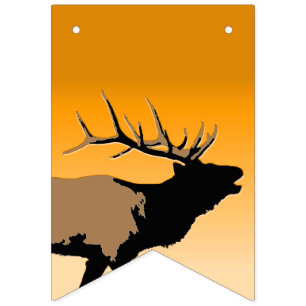 Bugling Elk at Sunset - Original Wildlife Art Bunting Flags