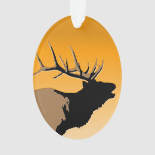 Bugling Elk at Sunset  - Original Wildlife Art Ornament