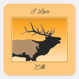 Bugling Elk at Sunset  - Original Wildlife Art Square Sticker