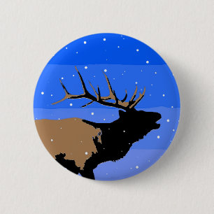 Bugling Elk in Winter  - Original Wildlife Art 2 Inch Round Button