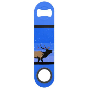 Bugling Elk in Winter - Original Wildlife Art Bar Key