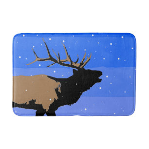 Bugling Elk in Winter  - Original Wildlife Art Bath Mat