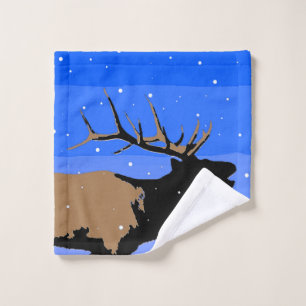 Bugling Elk in Winter - Original Wildlife Art Bath Towel Set