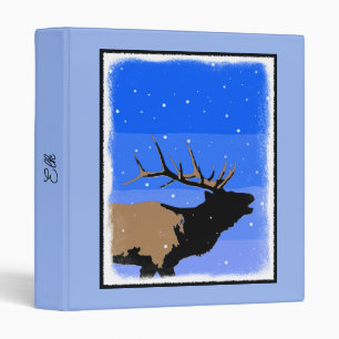 Bugling Elk in Winter - Original Wildlife Art Binder