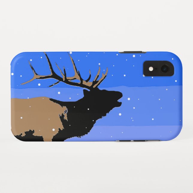 Bugling Elk in Winter  - Original Wildlife Art Case-Mate iPhone Case (Back (Horizontal))