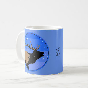 Bugling Elk in Winter - Original Wildlife Art Coffee Mug