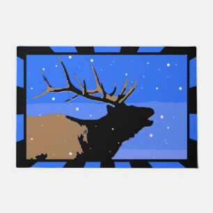 Bugling Elk in Winter - Original Wildlife Art Doormat