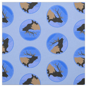 Bugling Elk in Winter - Original Wildlife Art Fabric