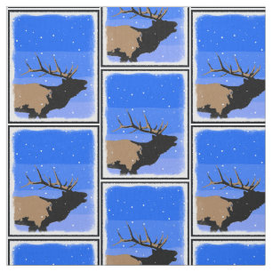 Bugling Elk in Winter  - Original Wildlife Art Fabric