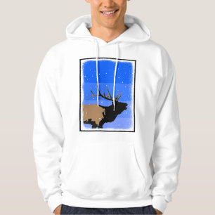 Bugling Elk in Winter - Original Wildlife Art Hoodie