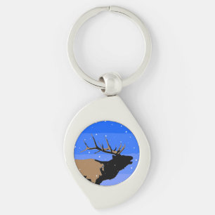 Bugling Elk in Winter - Original Wildlife Art Keychain