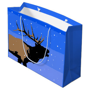 Bugling Elk in Winter - Original Wildlife Art Large Gift Bag